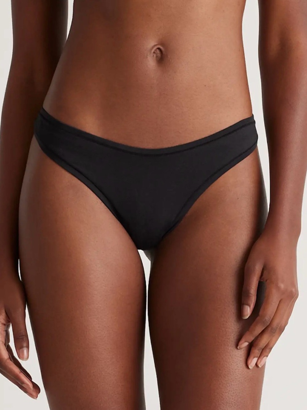 Quince 6 pack organic cotton high cut thong Panty - Black L